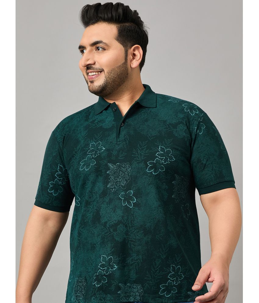     			Nyker Cotton Blend Regular Fit Printed Half Sleeves Men's Polo T Shirt - Dark Green ( Pack of 1 )