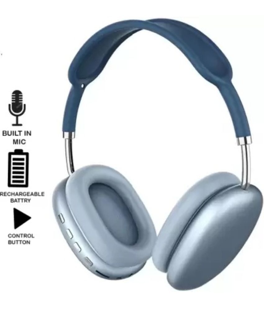     			OLIVEOPS P9 Blue Headphones Bluetooth Bluetooth Headphone On Ear 4 Hours Playback Active Noise cancellation IPX4(Splash & Sweat Proof) Blue