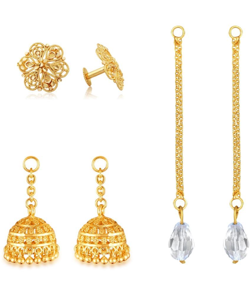     			VIVASTRI Golden Stud Earrings ( Pack of 3 )