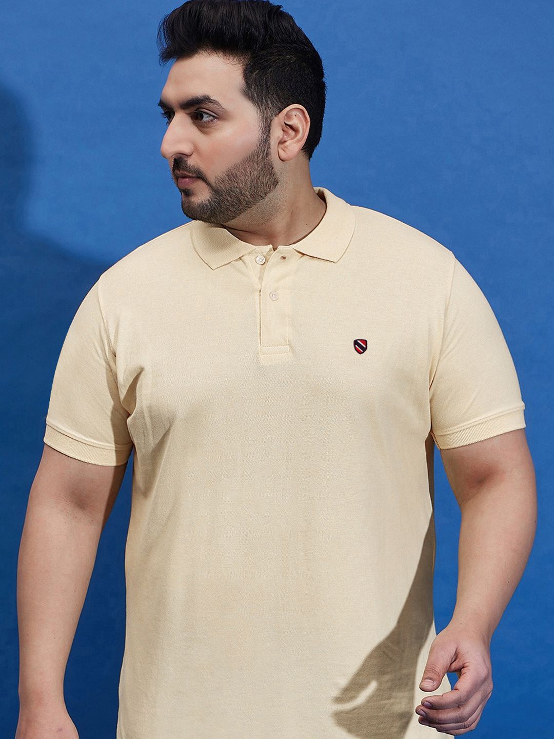    			Merriment Cotton Blend Regular Fit Solid Half Sleeves Men's Polo T Shirt - Beige ( Pack of 1 )