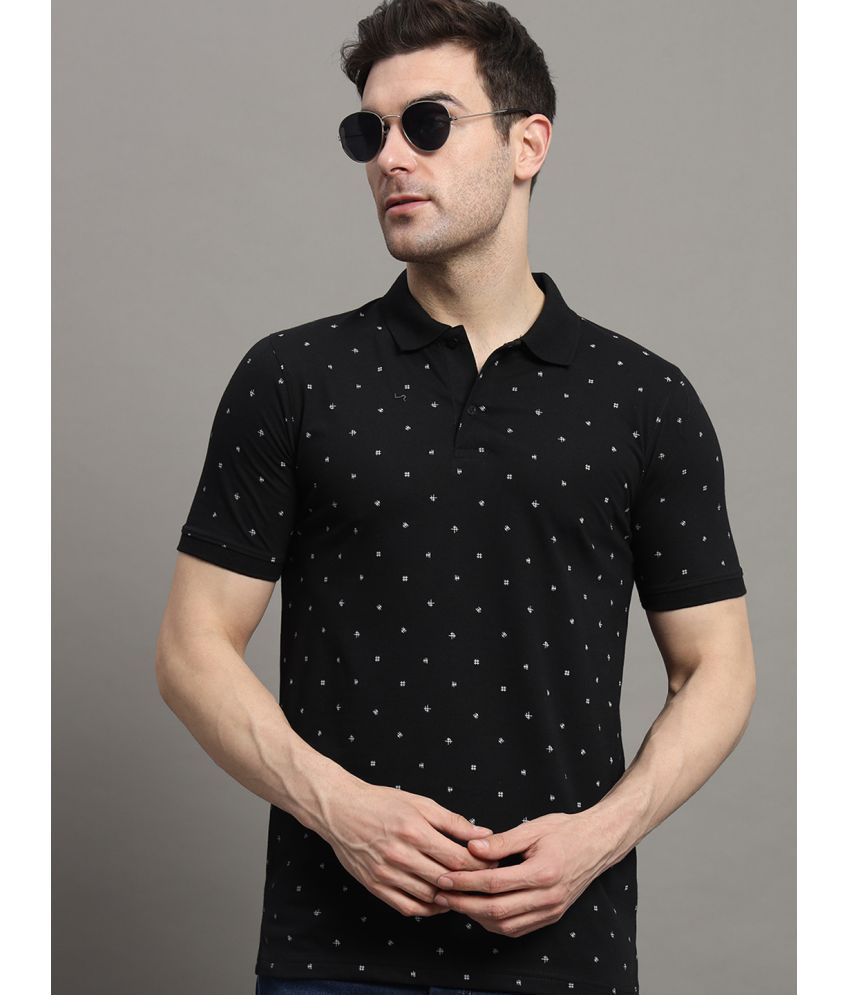     			Merriment Cotton Regular Fit Printed Half Sleeves Men's Polo T Shirt - Black ( Pack of 1 )