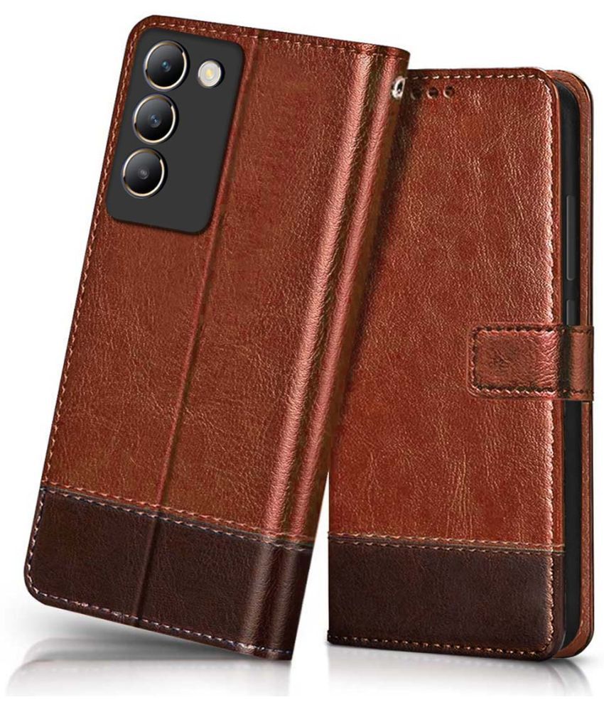     			NBOX Brown Flip Cover Artificial Leather Compatible For Vivo Y200e 5G ( Pack of 1 )