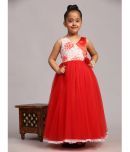 Toy Balloon Kids Net Fit And Flare Dress For Girls ( Pack of 1 , Red )