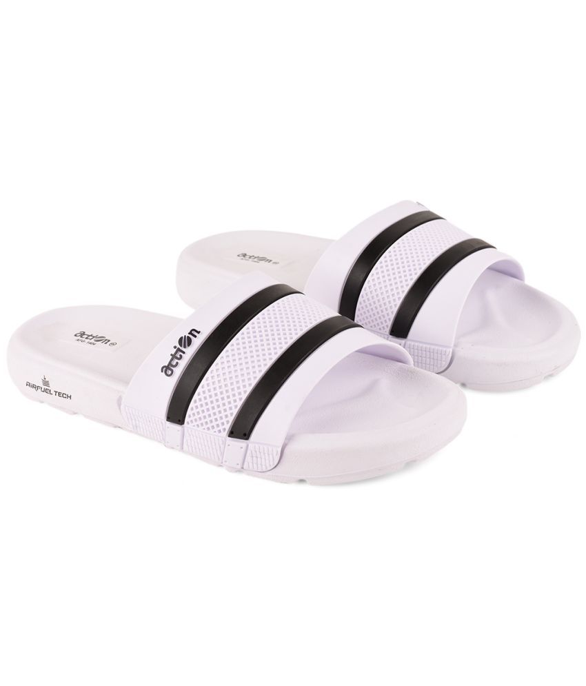     			Action White Men's Slide Flip Flop