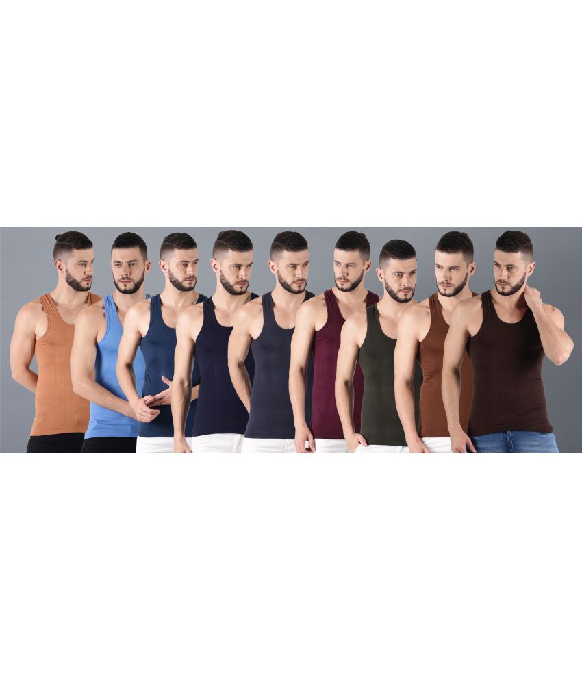     			Dollar Multi Cotton Men's Vest ( Pack of 9 )