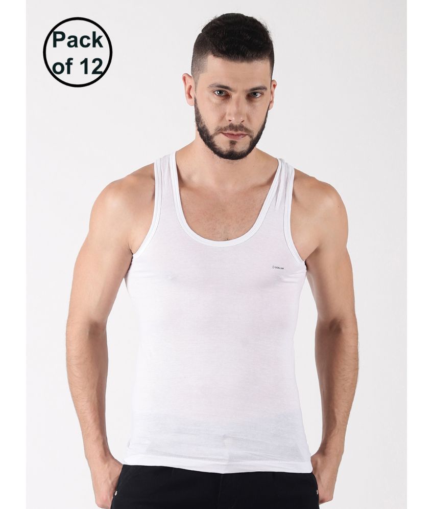     			Pack of 12 Dollar White Cotton Men's Vest