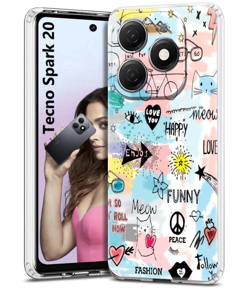     			Fashionury Multicolor Printed Back Cover Silicon Compatible For Tecno Spark 20 ( Pack of 1 )