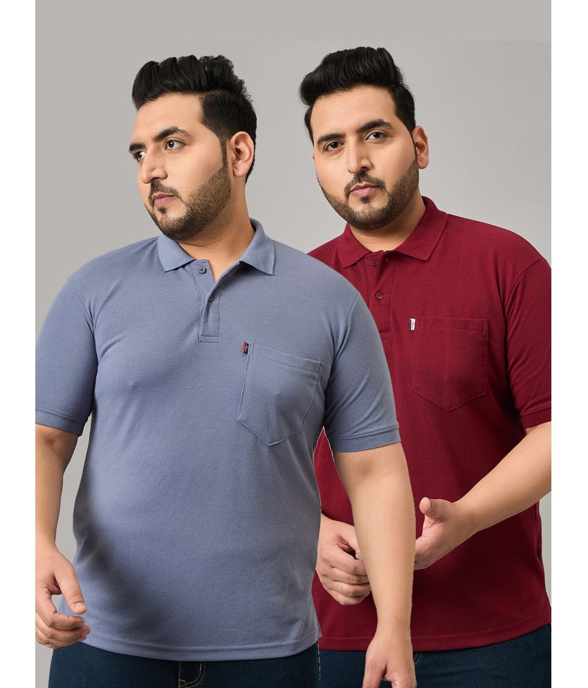     			MXN Cotton Blend Regular Fit Solid Half Sleeves Men's Polo T Shirt - Blue ( Pack of 2 )