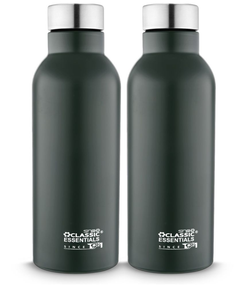     			Classic Essentials Capsule Water Bottle Dark Green Water Bottle 1000 mL ( Set of 2 )