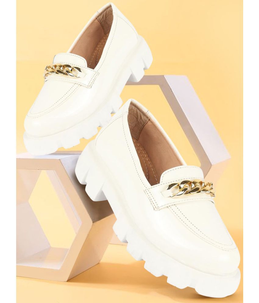     			Fausto White Women's Loafers