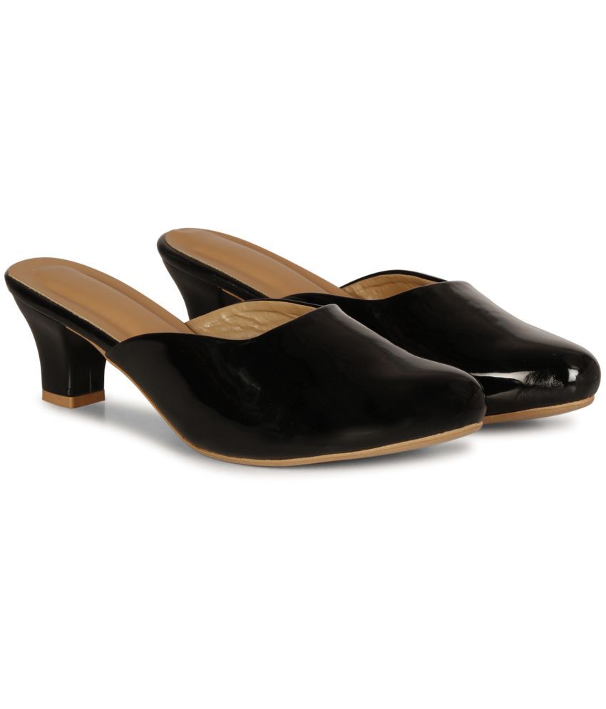     			Ishransh Black Women's Slip On Heels