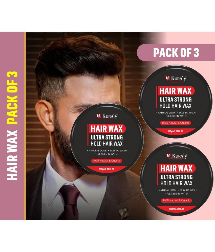     			KURAIY 100% Pure Clay Hair Wax for Strong Hold Hair Wax (100 g) Pack of 3