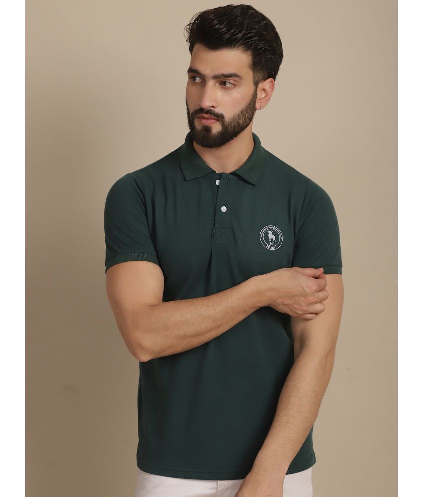     			NVI Cotton Blend Regular Fit Solid Half Sleeves Men's Polo T Shirt - Green ( Pack of 1 )