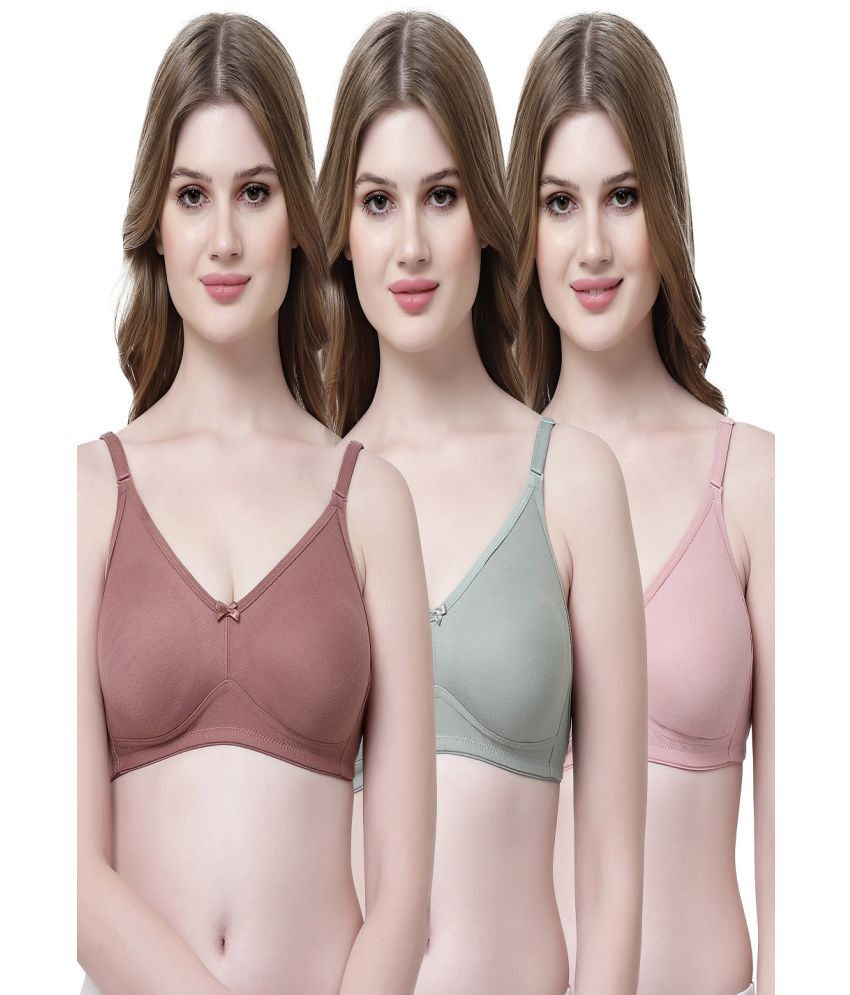     			Softskin Pack of 3 Cotton Women's T-Shirt Bra ( Multicolor ) backless bra