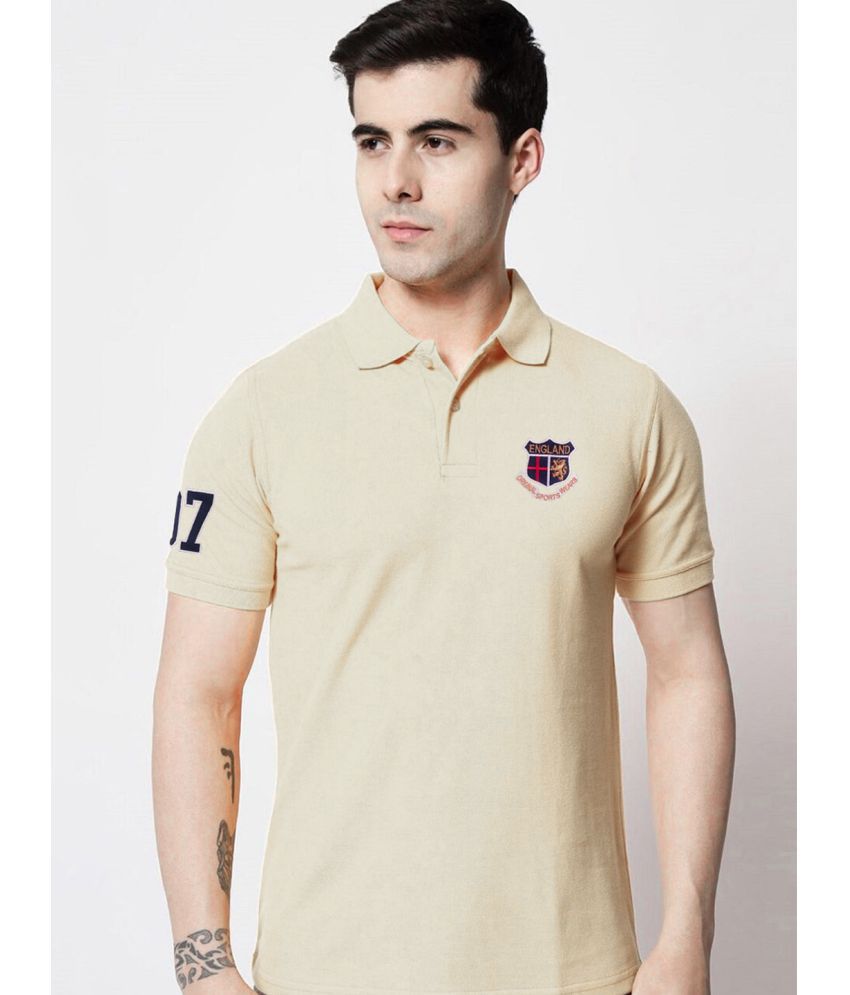     			ADORATE Cotton Blend Regular Fit Solid Half Sleeves Men's Polo T Shirt - Beige ( Pack of 1 )