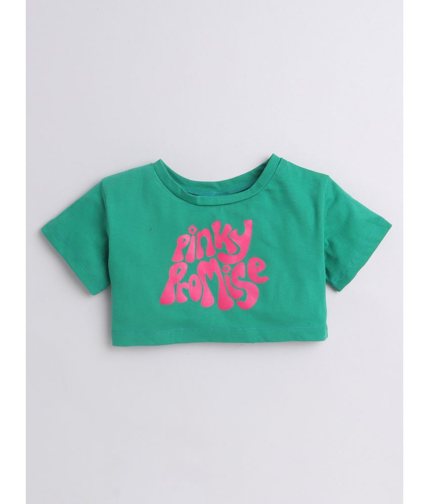     			Aww Hunnie Green Cotton Girls Top ( Pack of 1 )