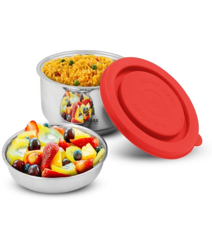     			Dhara Stainless Steel Steel Red Food Container ( Set of 1 )