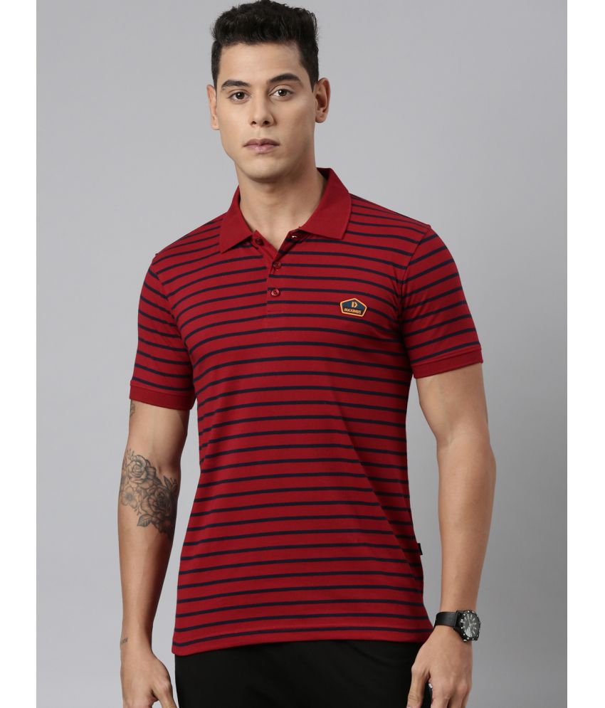     			Dixcy Scott Maximus Cotton Regular Fit Striped Half Sleeves Men's Polo T Shirt - Red ( Pack of 1 )