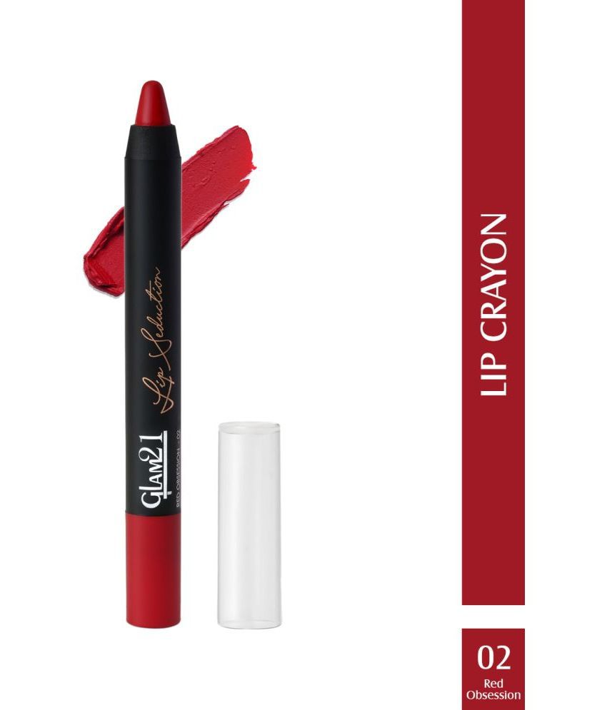     			Glam21 Lip Seduction Non Transfer Crayon Lipstick Lightweight & Longlasting Matte Red Obsession02