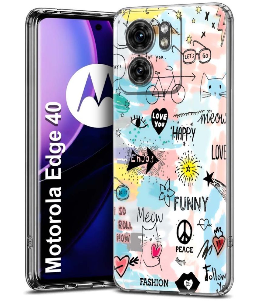     			NBOX Multicolor Printed Back Cover Silicon Compatible For Motorola Edge 40 5G ( Pack of 1 )