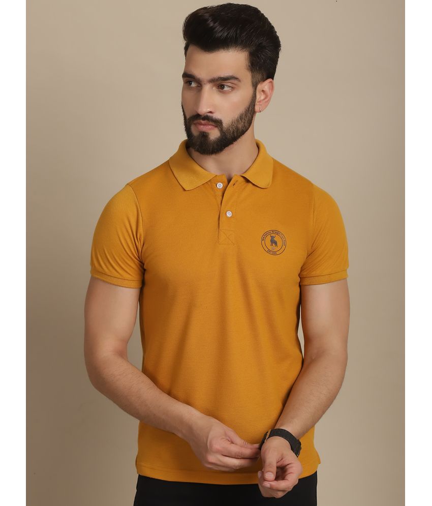     			NVI Cotton Blend Regular Fit Solid Half Sleeves Men's Polo T Shirt - Mustard ( Pack of 1 )