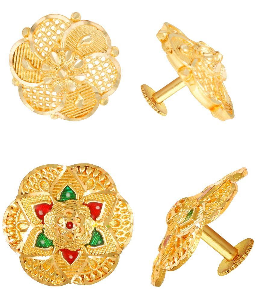     			VIVASTRI Golden Stud Earrings ( Pack of 2 )