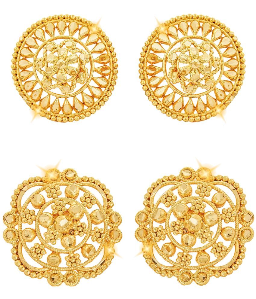     			VIVASTRI Golden Stud Earrings ( Pack of 2 )