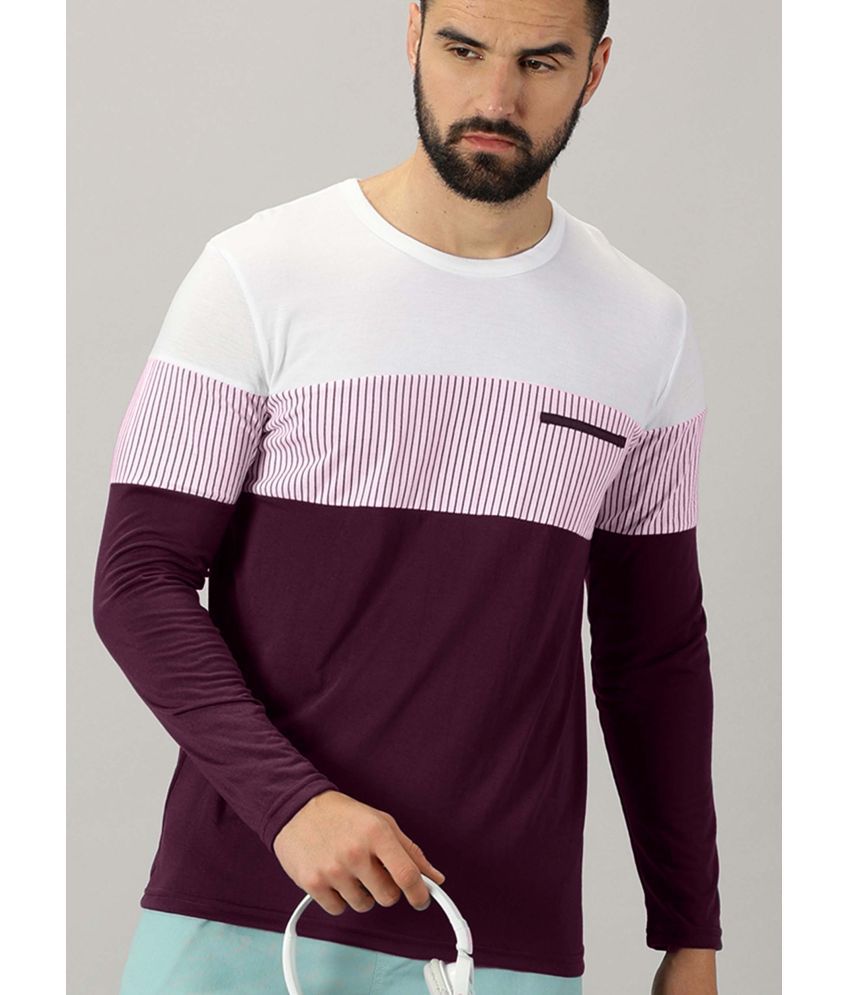     			AUSK Cotton Blend Regular Fit Colorblock Full Sleeves Men's Polo T Shirt - Purple ( Pack of 1 )