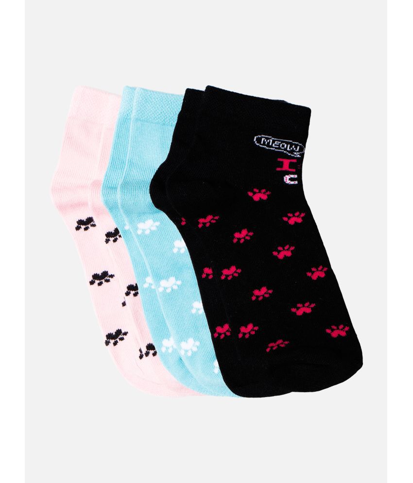     			Bodycare Multicolor Cotton Blend Girl's Ankle Length Socks ( Pack of 3 )