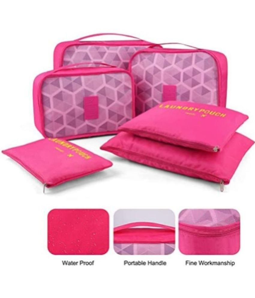     			House Of Quirk Pink Pink 6Pcs Travel Storage Bag Luggage