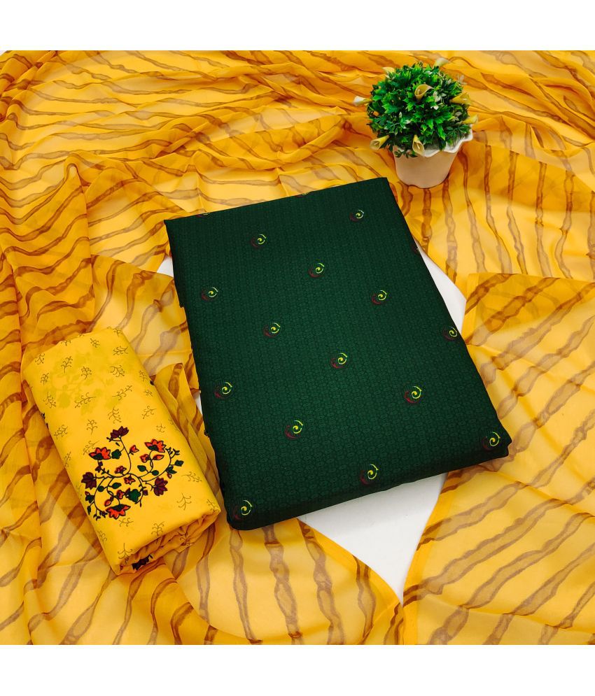     			Kashvi Unstitched Crepe Printed Dress Material - Green ( Pack of 1 )