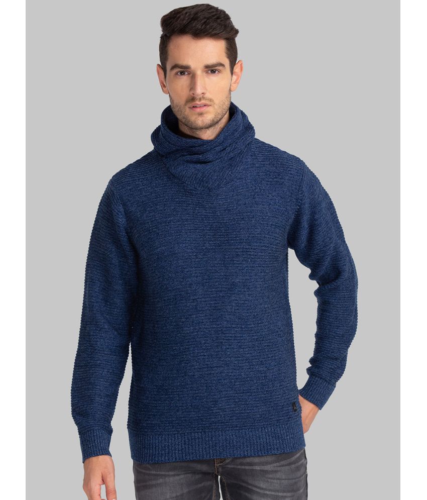     			Parx Acrylic Cowl Neck Men's Full Sleeves Pullover Sweater - Blue ( Pack of 1 )