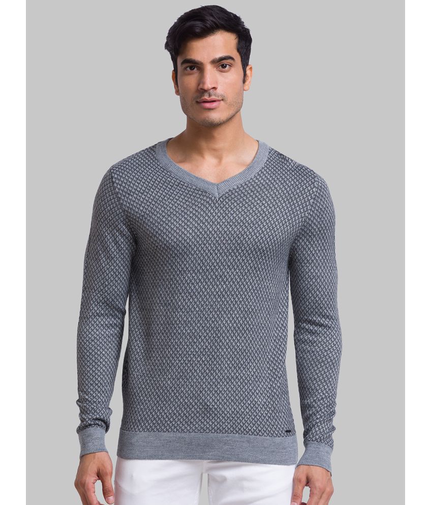     			Parx Acrylic V-Neck Men's Full Sleeves Pullover Sweater - Grey ( Pack of 1 )