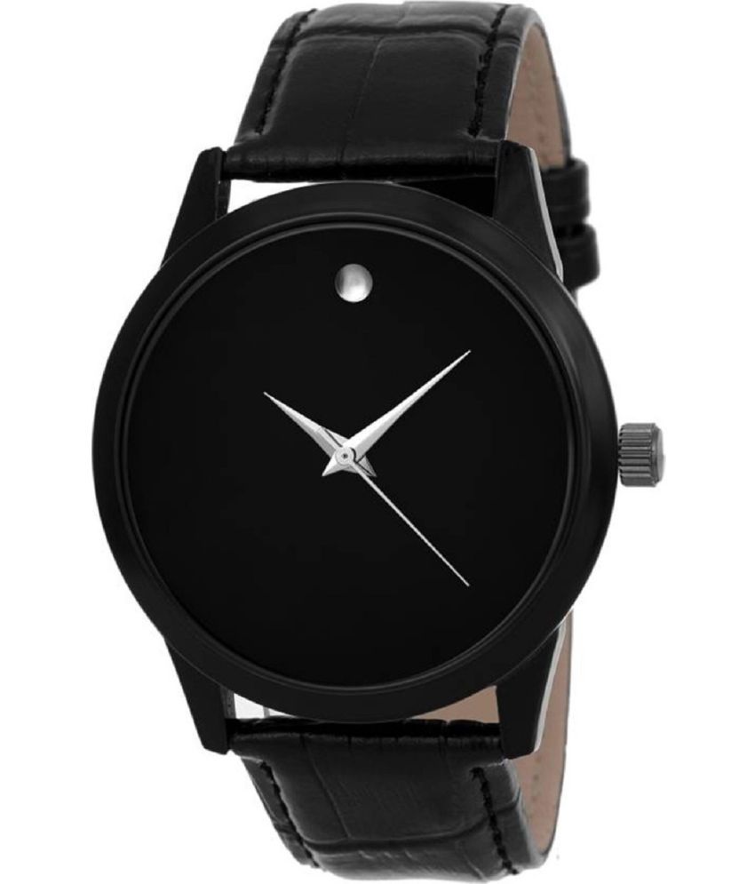     			AQUA BLISS Black Leather Analog Men's Watch