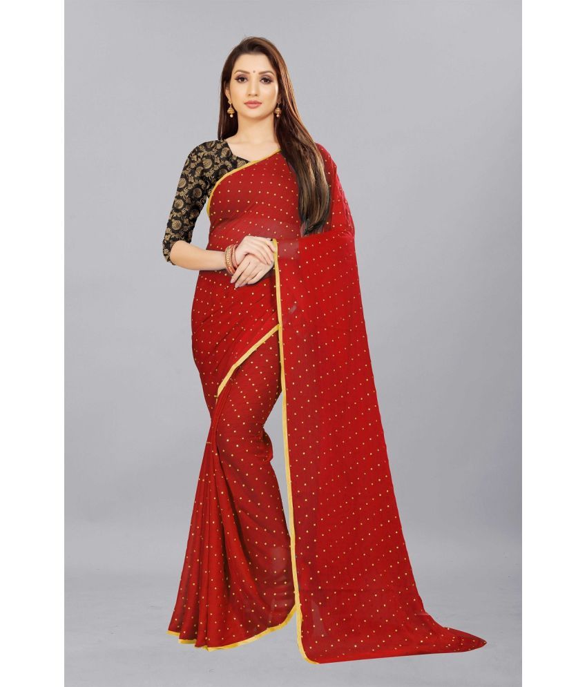     			Aardiva Chiffon Printed Saree With Blouse Piece - Red ( Pack of 1 )