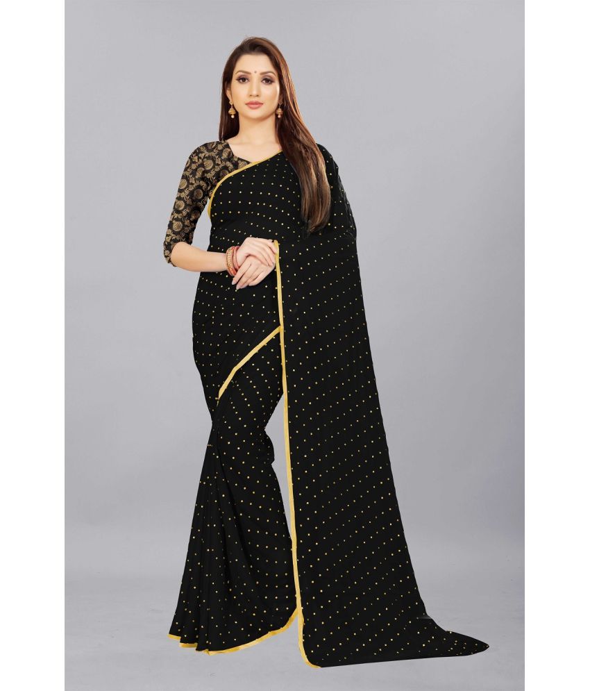     			Aardiva Chiffon Printed Saree With Blouse Piece - Black ( Pack of 1 )