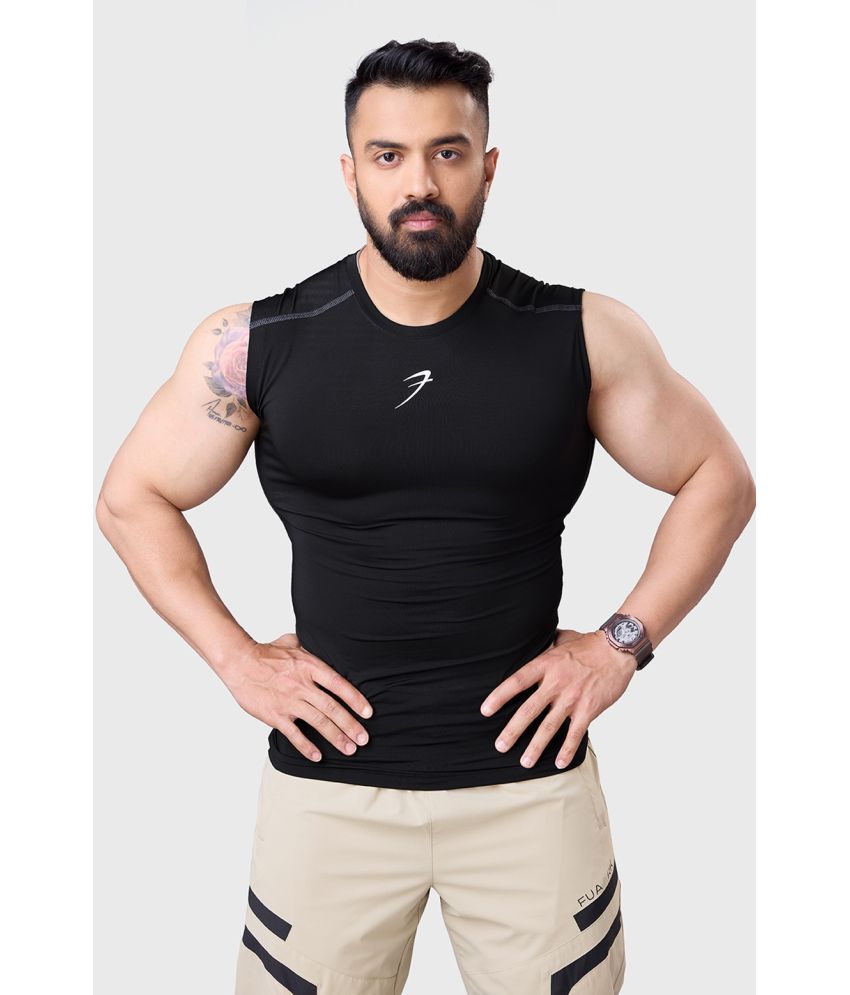     			Fuaark Black Polyester Slim Fit Men's Tanks ( Pack of 1 )