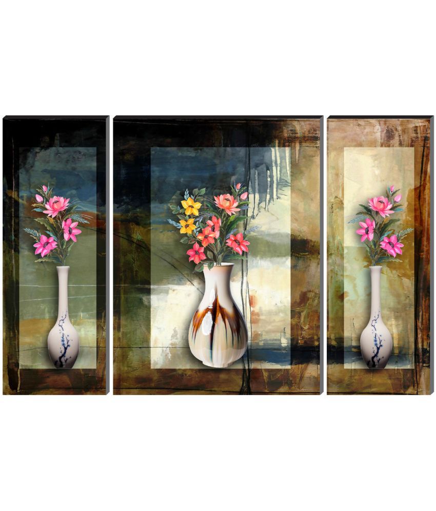     			Saf Premium flowers pot wall hanging MDF Painting