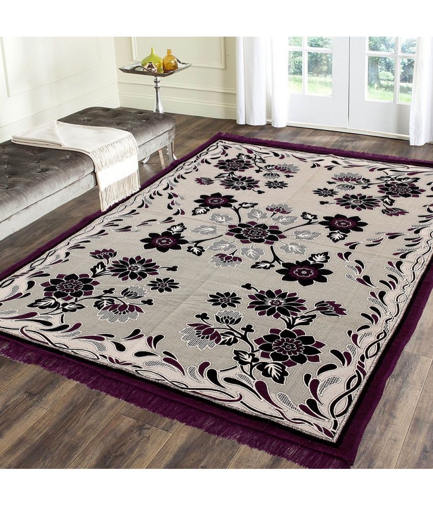     			Zesture Lavender Poly Cotton Carpet Floral 4x6 Ft