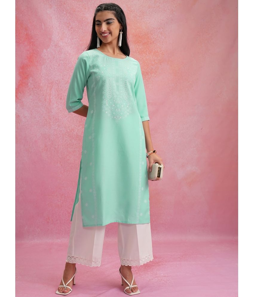     			Ketch Polyester Printed Straight Women's Kurti - Green ( Pack of 1 )