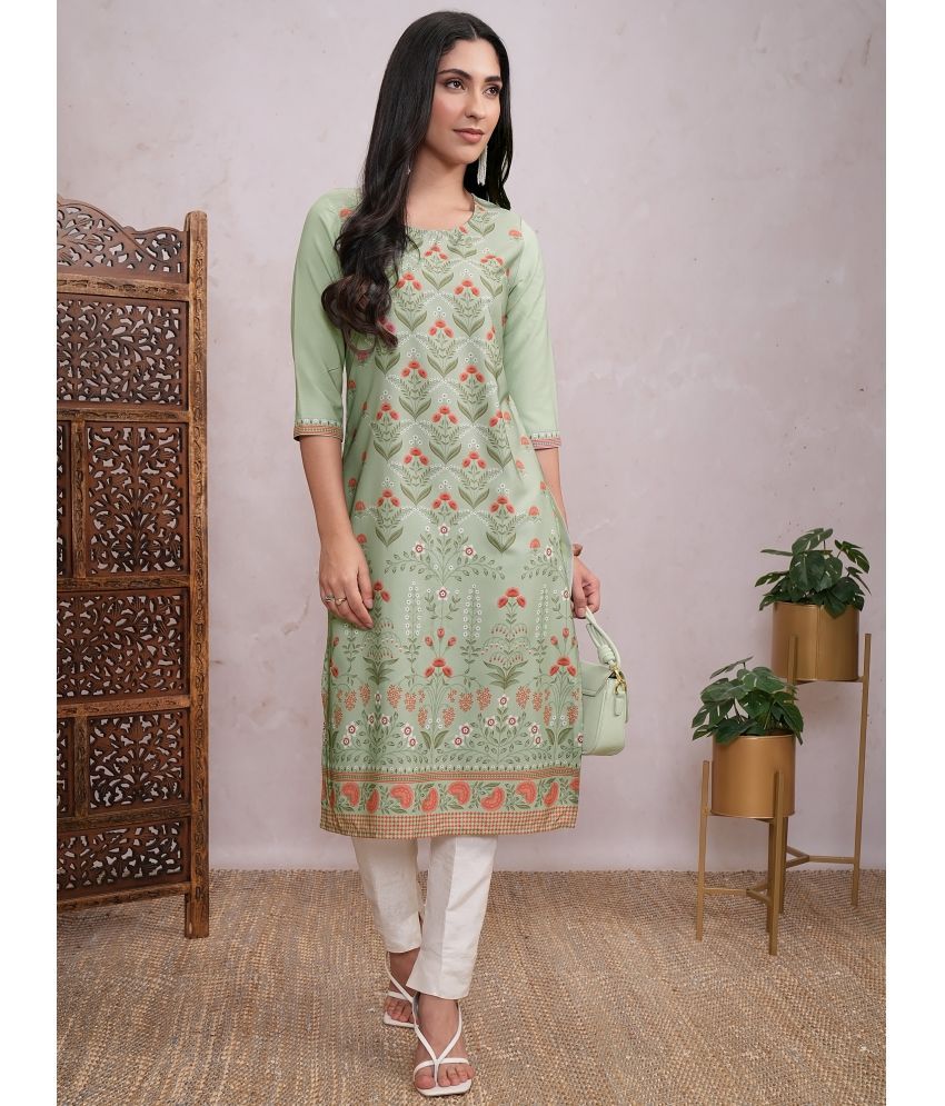     			Ketch Polyester Printed Straight Women's Kurti - Green ( Pack of 1 )