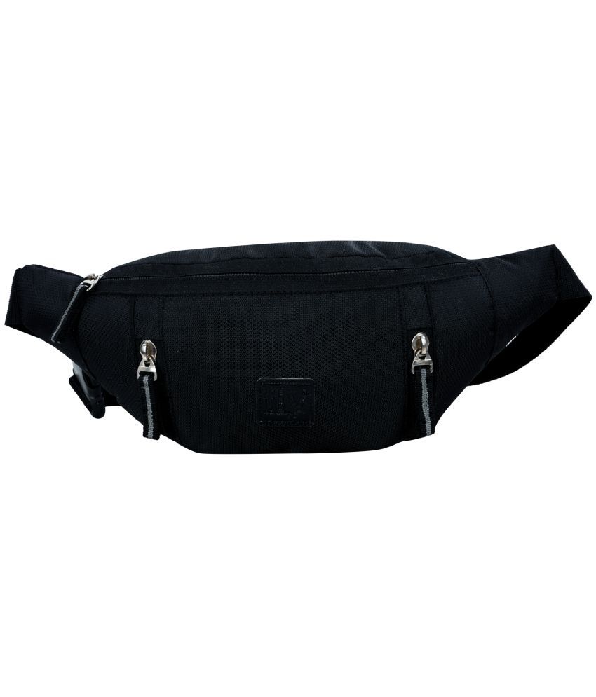     			Leather World Polyester Black Waist Pouch