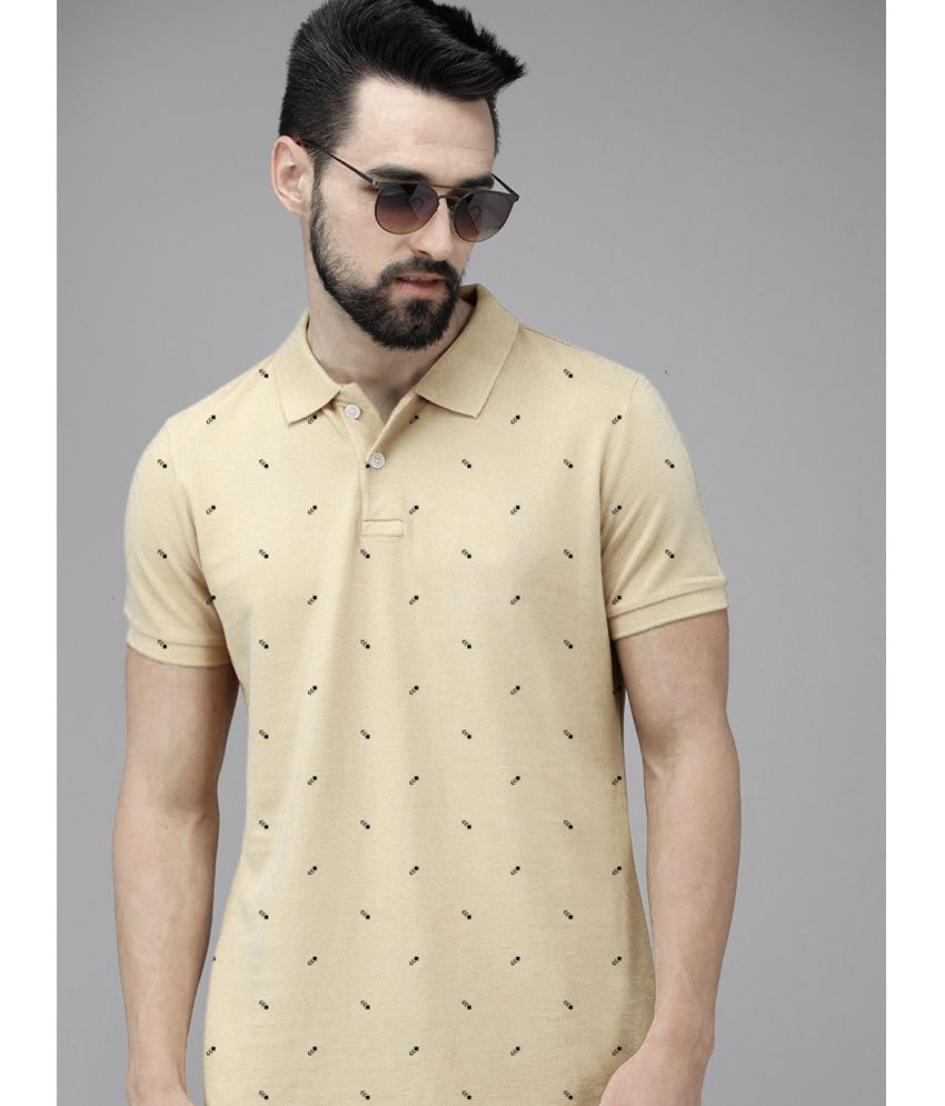     			Merriment Cotton Blend Regular Fit Printed Half Sleeves Men's Polo T Shirt - Beige ( Pack of 1 )