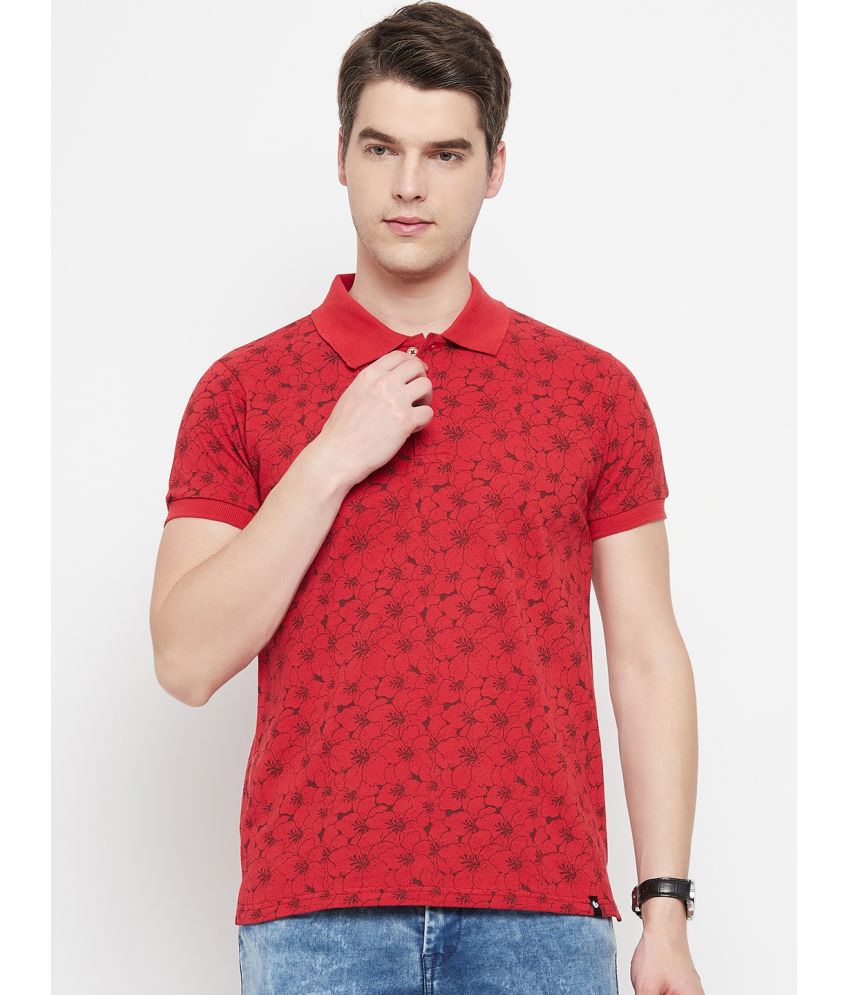     			NUEARTH Cotton Blend Regular Fit Printed Half Sleeves Men's Polo T Shirt - Red ( Pack of 1 )