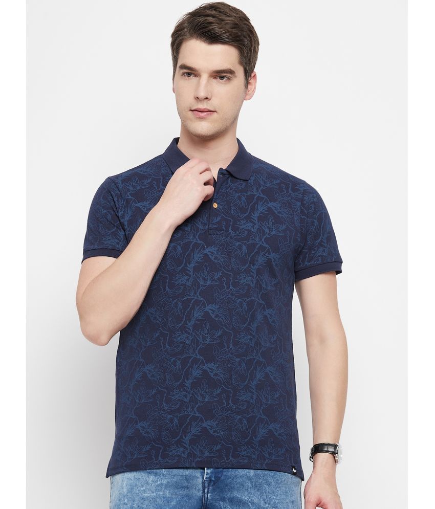     			NUEARTH Cotton Blend Regular Fit Printed Half Sleeves Men's Polo T Shirt - Navy Blue ( Pack of 1 )