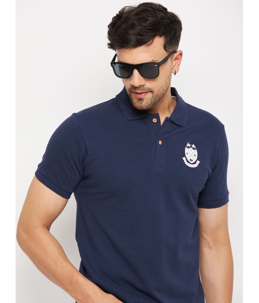     			NUEARTH Cotton Blend Regular Fit Solid Half Sleeves Men's Polo T Shirt - Navy Blue ( Pack of 1 )