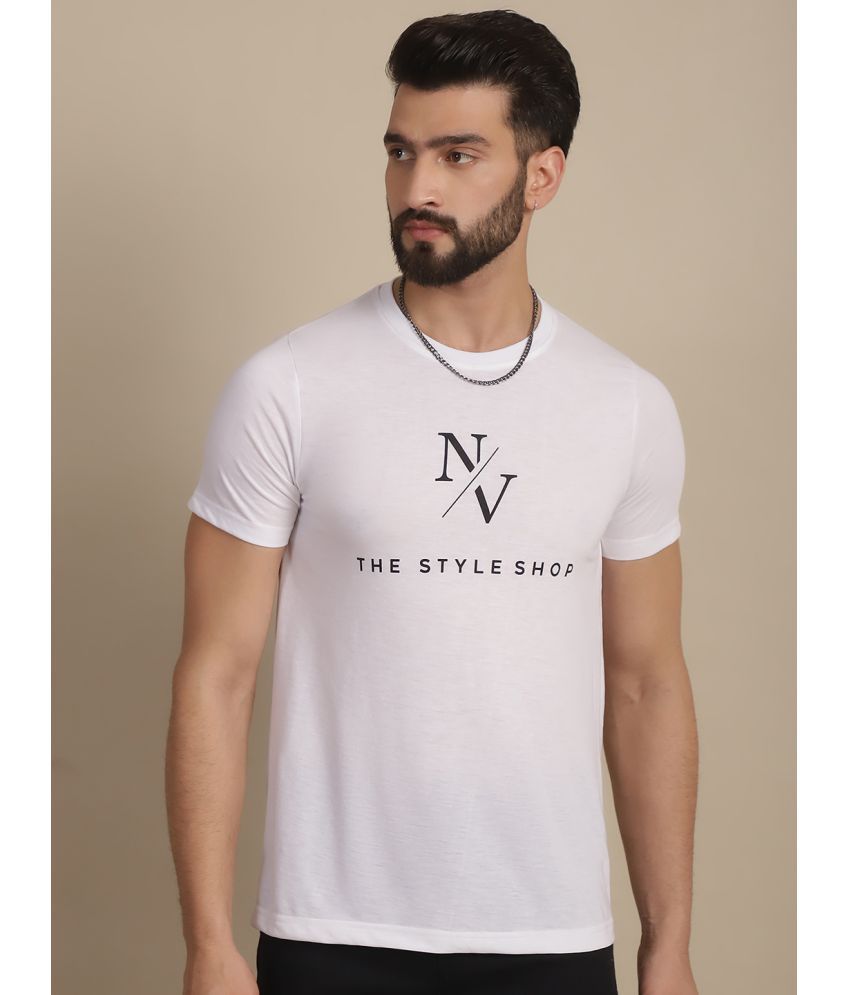     			NVI Cotton Blend Regular Fit Printed Half Sleeves Men's T-Shirt - White ( Pack of 1 )