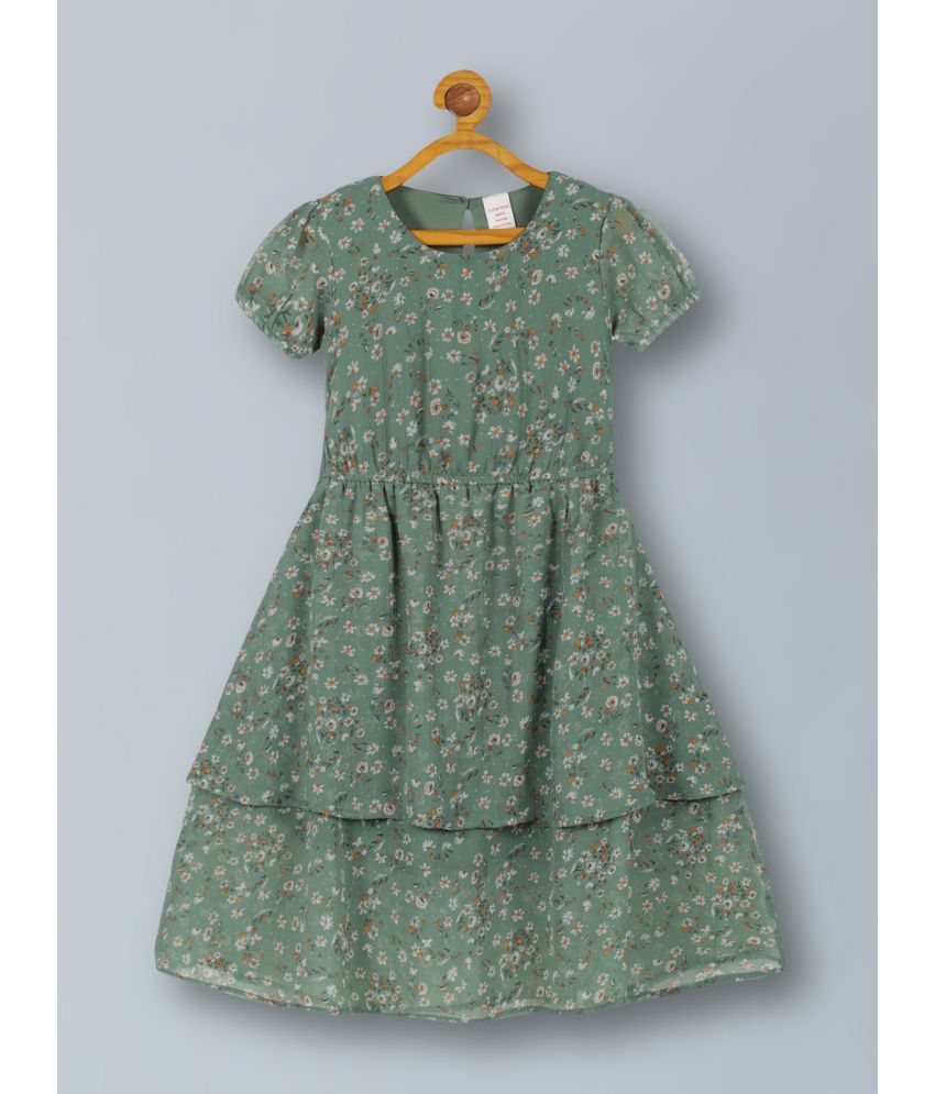     			PLUM TREE Green Polyester Girls Fit And Flare Dress ( Pack of 1 )