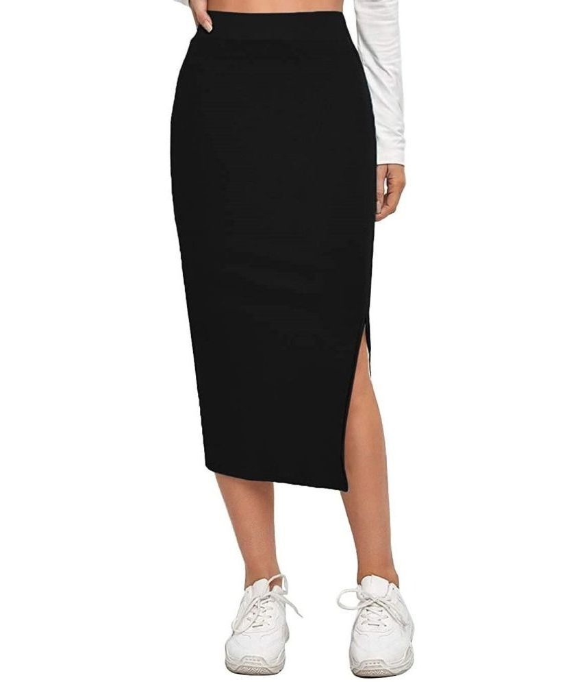     			RAIYANI FASHION Black Polyester Women's Straight Skirt ( Pack of 1 )