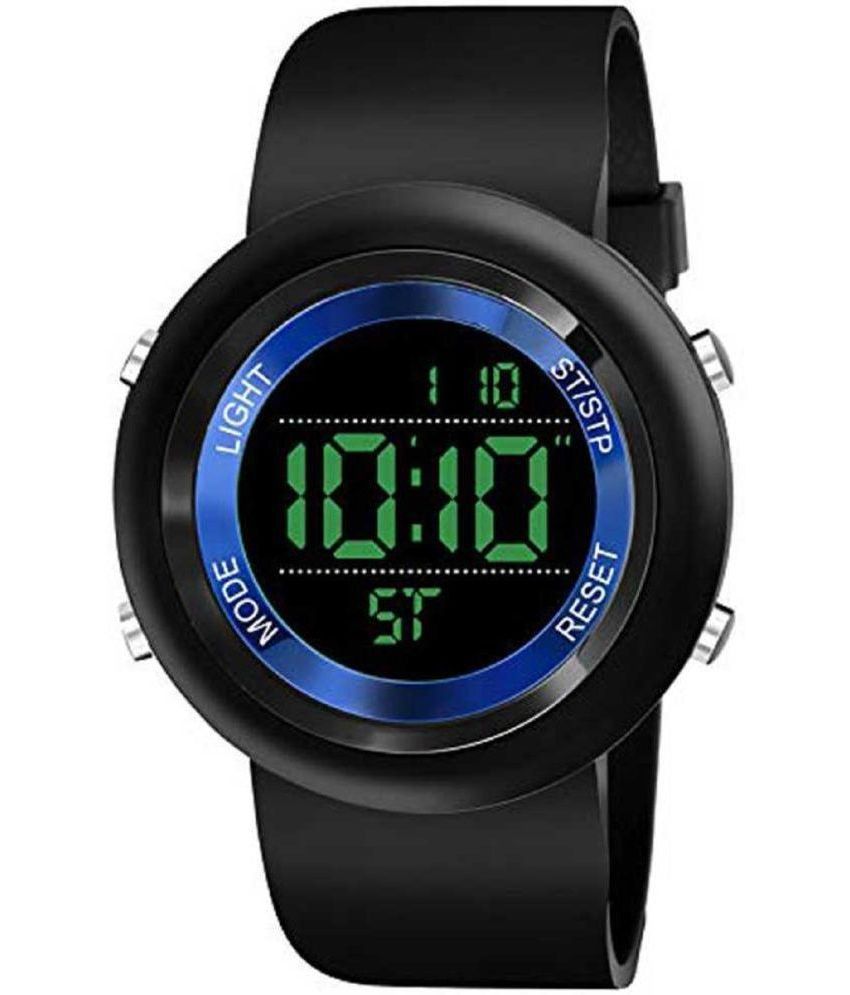     			Rhonium Black PU Digital Men's Watch